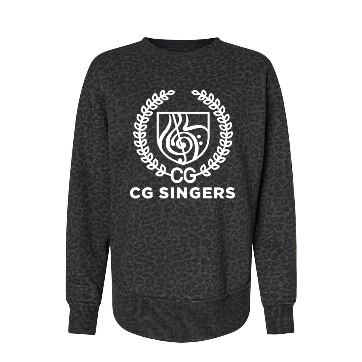 Center Grove Singers Leopard Print Women's Crewneck