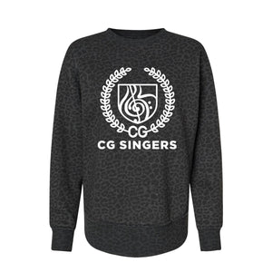 Center Grove Singers Leopard Print Women's Crewneck