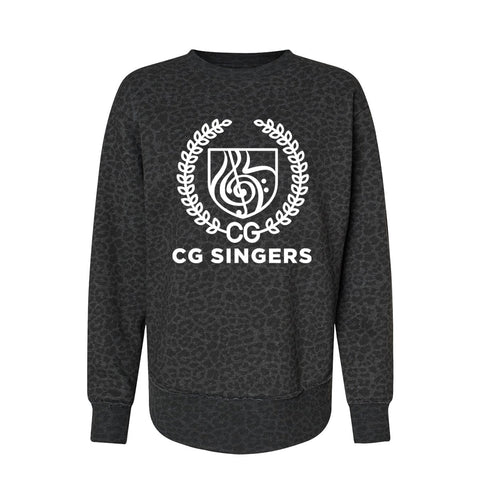 Center Grove Singers Leopard Print Women's Crewneck