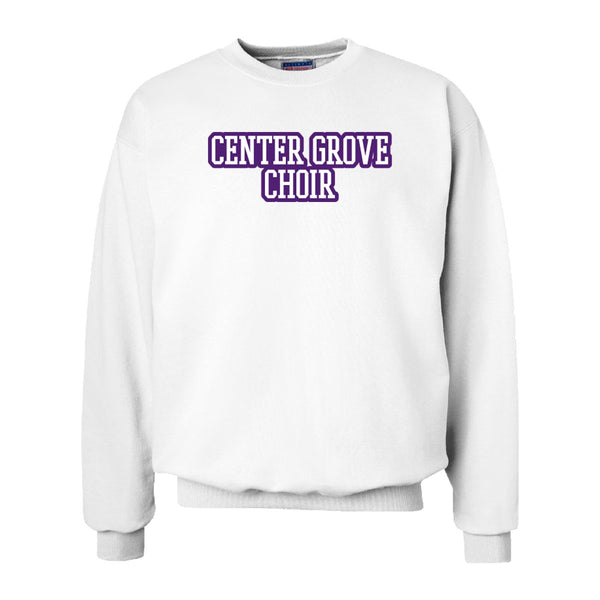 Center Grove Choir White Sewn On Letter Crewneck