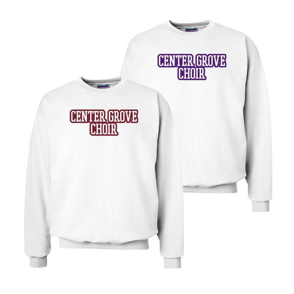 Center Grove Choir White Sewn On Letter Crewneck