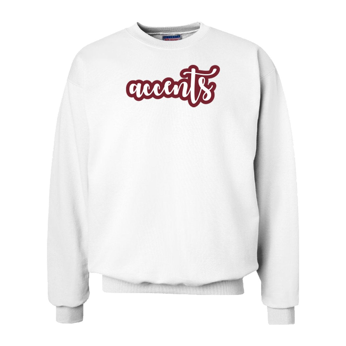 Accents White Sewn On Letter Crewneck