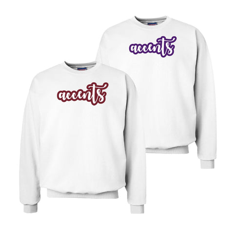 Accents White Sewn On Letter Crewneck