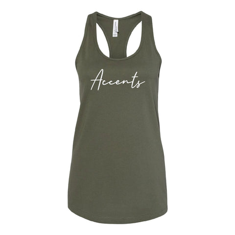 Accents Simple Script Olive Tank