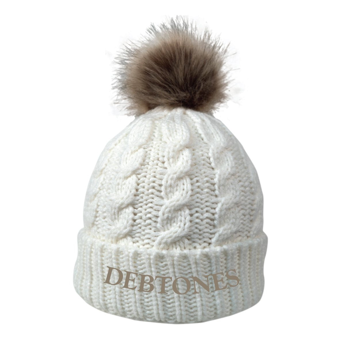 Debtones Cream Fur Pom Beanie