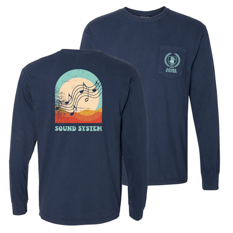 Sound System Color Comfort Colors Navy Horizon Long Sleeve Pocket Tee
