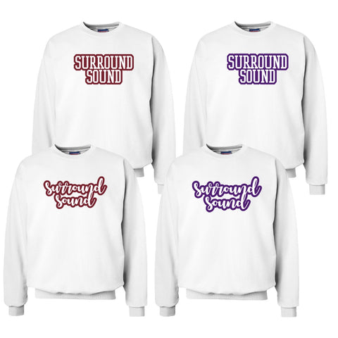 Surround Sound White Sewn On Letter Crewneck
