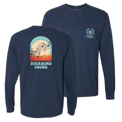 Surround Sound Comfort Colors Navy Horizon Long Sleeve Pocket Tee